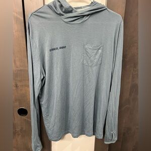 Free Fly Bamboo Hoodie Sun shirt NWT Medium Fish Idaho logo Steel Blue Soft
